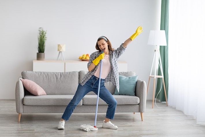 Woman mopping floors for a clean home